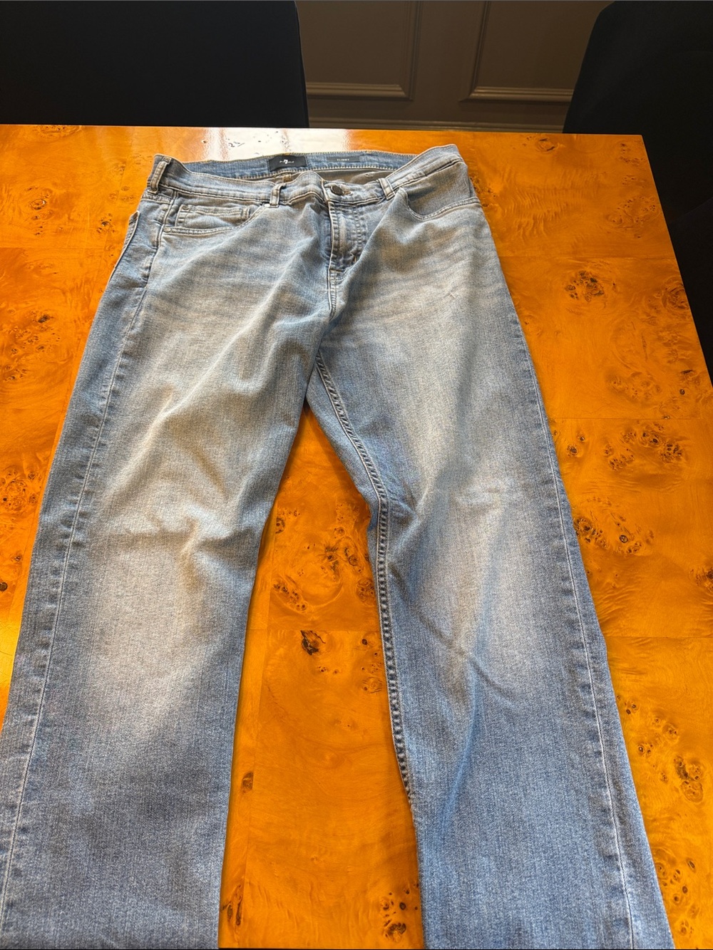 7 For All Mankind Men's Light Blue Slim Jeans